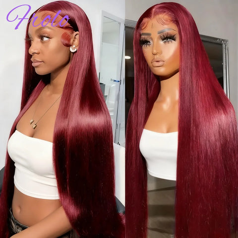 30 Inch Burgundy 13x4 HD Lace Frontal Straight Human Hair Wigs Pre Plucked Brazilian 99j Hd Lace Frontal Wig 13x6 Human Hair Wig