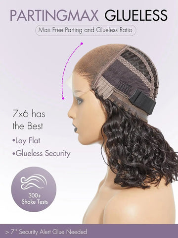 7X6 Hd Partingmax Glueless Wig Chestnut Brown Highlights Curly Closure Hd Lace Wig Breathable Cap (16 Inch & Precut Lace)