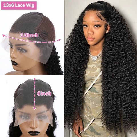 250 300 Density Curly 13x6 HD Lace Frontal Human Hair Wigs Brazilian 30 40 Inch Water Deep Wave 13x4 Lace Front Wig For Women