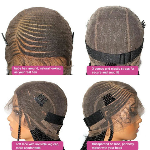36" Synthetic Side Part Braided Wigs Heart Full Lace Front Wig Twist Box Braid Wigs With Baby Hair Knotess Lace Wig African Wig