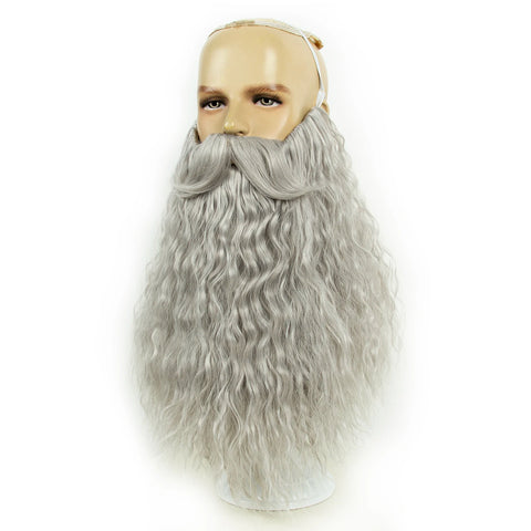 REEWES Grey Wig&Beard Set With moustache Christmas Santa Claus Costum Cosplay synthetic Wig For Halloween Costume XMAS Dress up