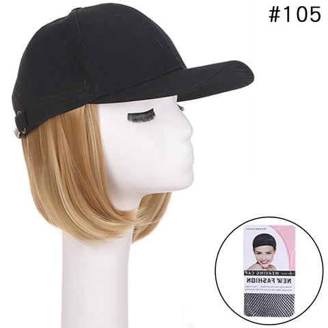 Cap Synthetic Wig Hair Extensions Hair Wigs For Women Short Straight Bob  Adjustable Hip Hop Baseball Cap economic Vertical wigs