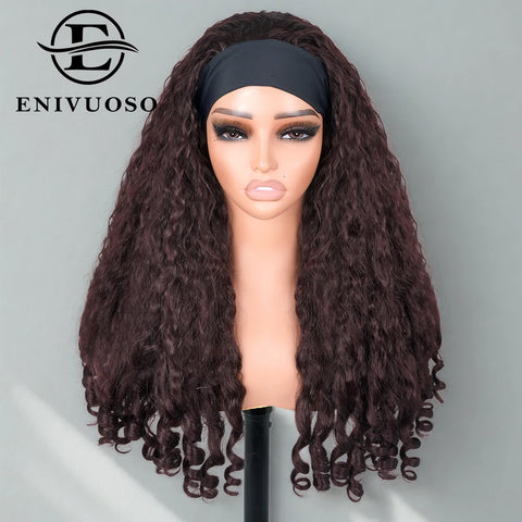 Afro Kinky Straight Headband Wigs For Black Women 22 Inch Natural Black Short Afro Yaki Straight Wigs With Headband Bouncy Curly