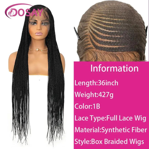Synthetic Full Lace Front Wig Cornrow Double Braided Wigs For Black Women Box Side Part Braided Lace Wig Faux Locs Braids Wigs