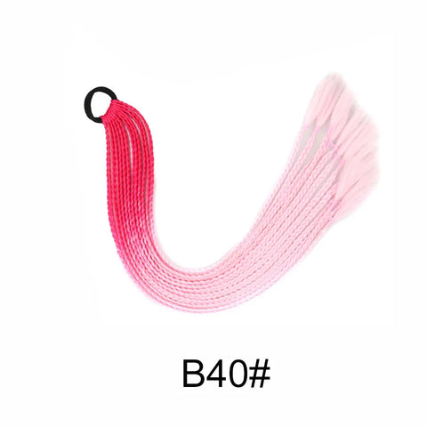 Synthetic 24Inch Y2K Rainbow Horsetail Wig Long Boxing Braid Hair Ponytail Extension High Temperature Fiber Hairpiece for Women