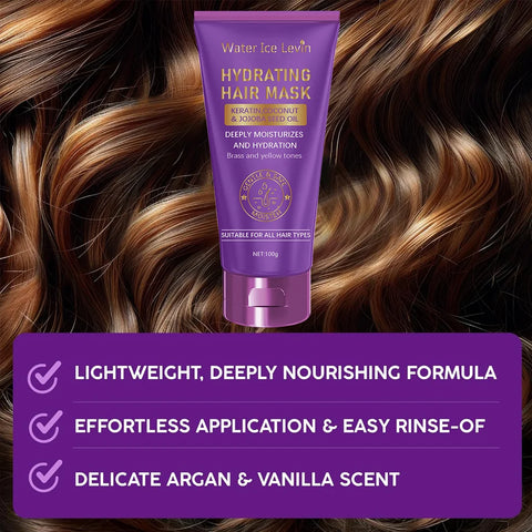 Keratin Purple Hair Mask - Purple Blue Protein Deep Conditioner Treatment - Makeup Water, Suitable Alloy Hair, Platinum, Silver, Gray or Brown Dry and Damaged Copper Hair