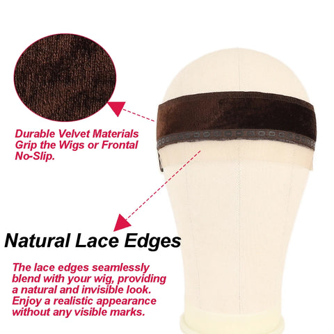 Lace Wig Grip Band for Women, Wig Gripper with Ear-Cutouts Natural Lace Edge, 1pcs Non-Slip Adjustable Wig Headband