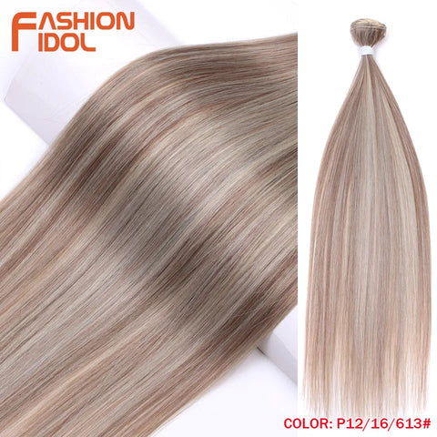 Yaki Straight Hair Extension Salon Natural Synthetic Hair Bundles Colorful High Temperature Fiber Ombre Blonde Fake Hair
