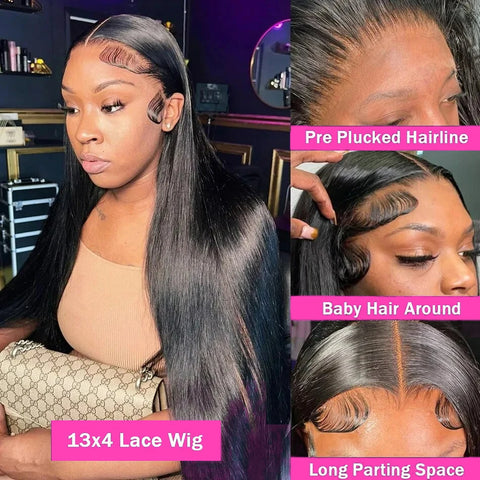 100% Human Hair Wigs Bone Straight 13x4 13x6 HD Lace Front Wig 5x5 Glueless Lace Frontal Wigs Pre Plucked For Women 30 34 Inch