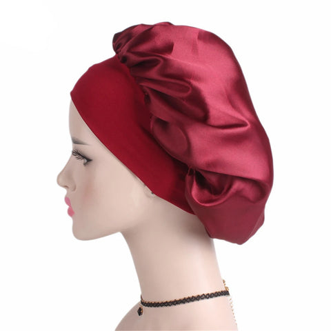 Women Men Unisex Satin Sleeping Hat Night Hair Care Bonnet Skullies Beanies Cap