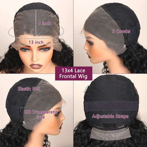 ijoy Natural Black Burmese Curly Human Hair Wig with Spiral Curls Pre Plucked 13x4 Lace Front Bob Wigs Tiny Knots