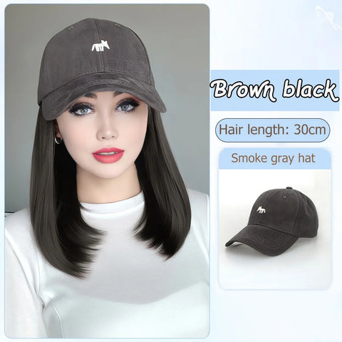 Synthetic12/16/18inch duckweave cap straight hair inward wig baseball capwater wave wig extensions ponytail daily Christmas