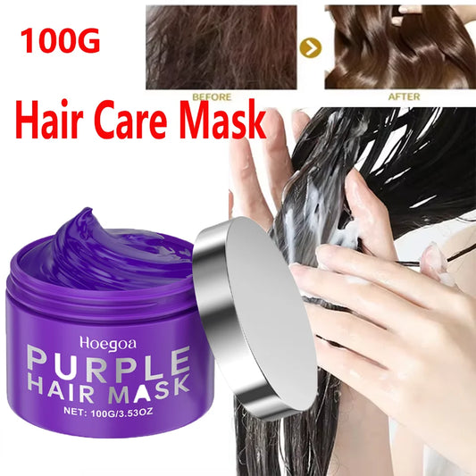 Purple Keratin Hair Mask for Repair Damaged Frizzy Hair Soft Shiny Smooth Nourishing Moisturizing Treatment Deep Hair Care Mask