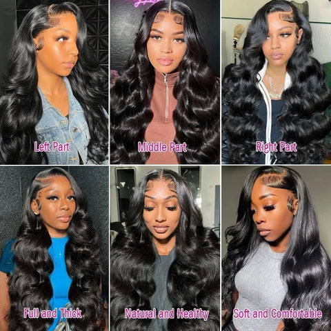 Body Wave 13x6 Lace Frontal Wig Pre Plucked with Baby Hair Natural Hairline Long Wavy Synthetic Lace Front Wigs For Black Women