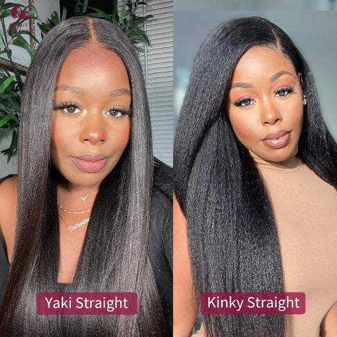 Beauty Forever New Drawstring Yaki Straight Glueless Wig Bye Bye Knots Wear and Go Yaki Straight Lace Front Human Hair Wig