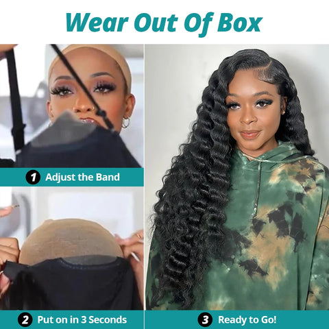 Allove 7X6 Real Glueless Loose Deep Wave Lace Front Wig Ready To Go Natural Color Brazilian 100% Human Hair Easy For Women