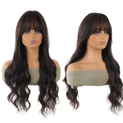 Synthetic wig linen long straight hair with bangs long curly hair ponytail extensions dirty braids Halloween Christmas gifts