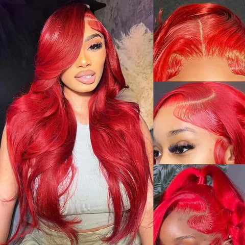 30 40 inch Hot Red 13x6 Hd Lace Frontal wigs Human Hair Wigs Brazilian Red Colored Body Wave 13x4 Lace Front Wig Wig For Women
