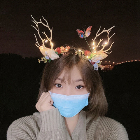 2025 Led Christmas Antler Headband Xmas Tree Hair Band with LED Lights Cosplay Headbands Party Christmas Hair Accessories