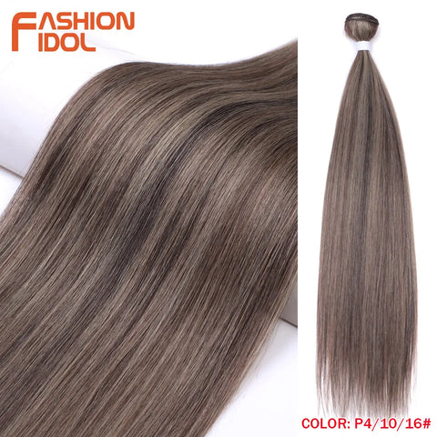 Yaki Straight Hair Extension Salon Natural Synthetic Hair Bundles Colorful High Temperature Fiber Ombre Blonde Fake Hair