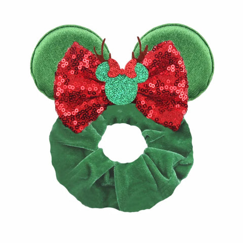 Disney Christmas Day Scrunchies Haarband Vrouwen Elastische Paardenstaart Houder Meisjes Pailletten Strik Kids Haaraccessoires