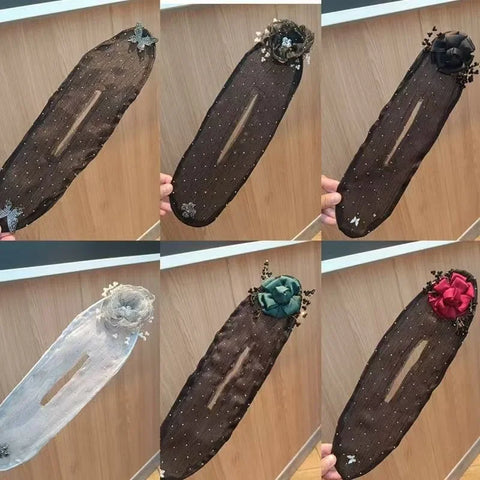 Elegant Pearl Flower Bun Maker Korean Sponge Easy Big Ring Former Hair Styling Tools Accessories for Girls Hair Donut Braide