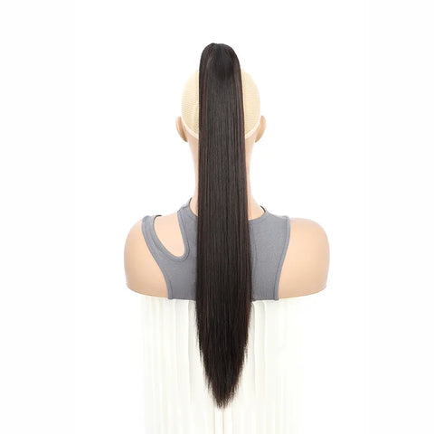 24Inch Synthetic Long Straight Claw Clip On Ponytail Hair Extensions Heat Resistant Ponytail Blonde Black Hairpiece for Women