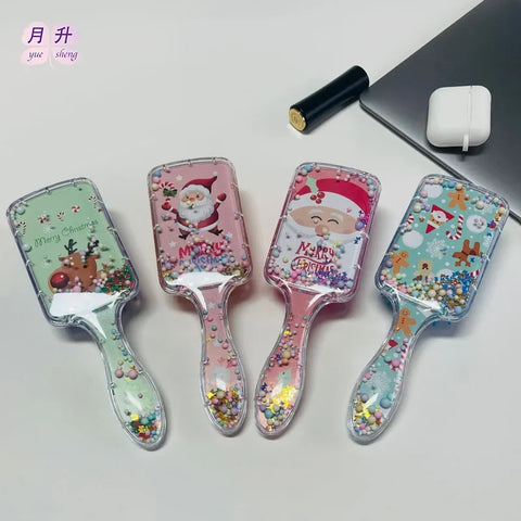 Transparent Christmas Limited Edition Comb Anti-Knot Massage Smooth Hair Comb Cute Cartoon Airbag Comb Professional Salon Brush