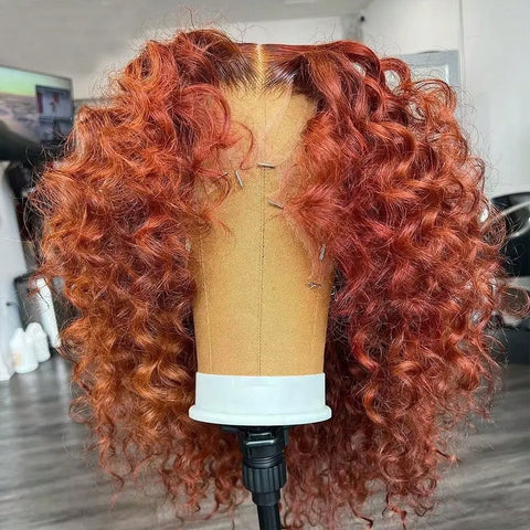 8-22Inch Deep Wave Bob Ginger Orange Lace Front Wigs Bob Human Hair Wig 14 Inch Orange13x4 Deep Wave Lace Frontal Bob Wigs Human