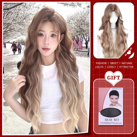 WTB Synthetic Long Straight Hair Black Lolita Wigs with Bangs for Women Fashion Female Cosplay Party Christmas Wigs Multicolor