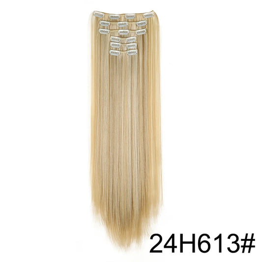WIGSIN Synthetic 6pcs/set Long Straight Clip-in Hair Extension Invisible Seamless Extension Black Brown Hairpiece for Women