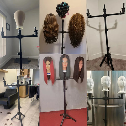 Multifunction Three Holders Wig Stand Wig Tripod Wig Mannequin Head Stand For Canvas Block Mannequin Head / Training Doll Head