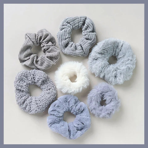 7 Pcs/Set Women Hair Scrunchies Set Plush Solid Hair Band for Girls Ponytail Holder Rubber Bands Hair Ties Hair Accessories