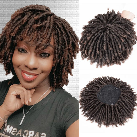 Synthetic Dreadlock Hair Toppers Wig with Clips in Faux Locs Braided Half Wigs Short Locks Hair Toupee for Women and Men