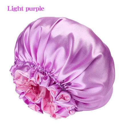 Women Satin Solid Sleeping Hat Night Sleep Cap Bathroom Accessories For Women Shower Caps Waterproof Sleeping Hair Bonnets Cap