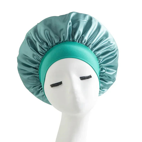 New Satin Wide Brim Nightcap Silky Bonnet Hair Wrap for Sleeping Sleep Cap with Elastic Soft Band Styling Cap Hair Wrapping Tool