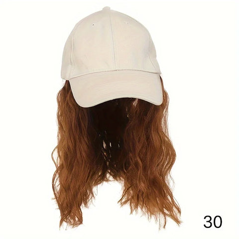 Hat Wig for Women Short Wave Baseball Cap Wig with Curly Synthetic Hair Extensions  Adjustable Brown Black Baseball Hat Wig