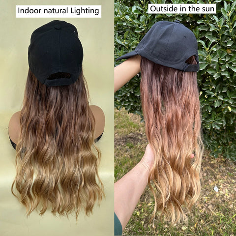 Baseball Hat Hooded Wig Hat Wig Wavy Curl Wig Synthetic Wig Beginners Friendly Heat Resistant Natural Looking For Daily Use