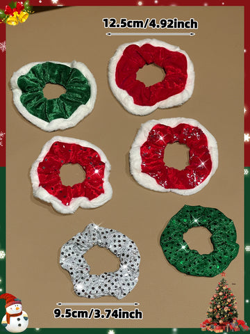 6pcs Fashionable Cute Christmas Hair Accessories for Women Party Role Play Hair Bands Gifts