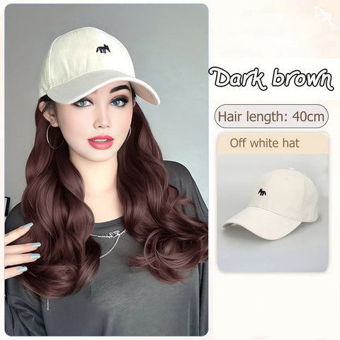 Synthetic12/16/18inch duckweave cap straight hair inward wig baseball capwater wave wig extensions ponytail daily Christmas