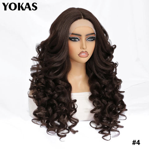 24 Inch Synthetic Lace Front Wigs For Black Women Curly Afro Lace Wigs for Afro Women Chocolate Brown Lace Front Wigs For Woman