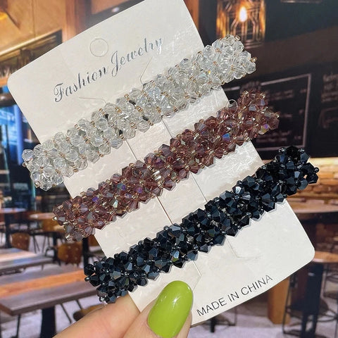 2/3PCS Set Fashion Crystal Spring Hair Clips Pins Handmade Beads Hair Barrettes For Women Girl Korean Simple Hair Accessories