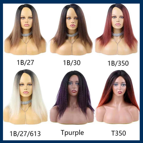 Yaki Kinky Straight Wig for Black Women 14 Inch Hair Natural Hairline Dreadlock Wig Kinky Curly Synthetic Hair Wigs Soft Fluffy