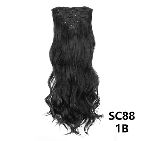 Long Straight Synthetic 16 Clips In Hair Extensions 7Pcs/Set High Temperature Fiber Black Brown Blonde Hairpiece For Women