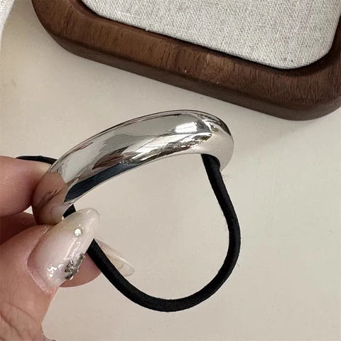 Hot Korean Fashion Metal Irregular Double-Layer Hair Bands Rope Women Headband Elastic Hairband Ponytail Holder Hair Accessories