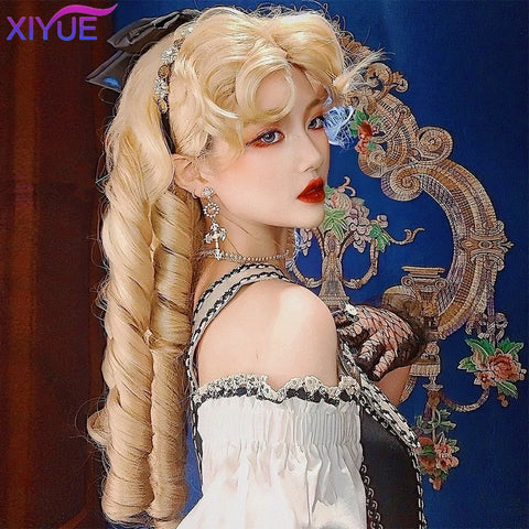XIYUE Synthetic Long Straight Lolita Wig with Bang Red Ombre Black Cosplay Party Halloween Christmas Wavy Curly Harajuku Wig