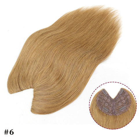 V Shape Clip In Human Hair Extensions  Invisible Brown Blonde Highlight Toppers For Women Straight Brazilian Remy Hair 16Inch