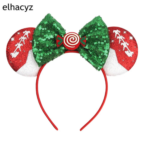 2024 New Christmas Mickey Minnie Mouse Headband Women Disney Ear Hairband Kids Xmas Party Hair Accessories Hot Festival Cosplay
