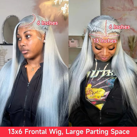 13x6 Silver Grey Straight Lace Front Human Hair Wigs Pre Plucked 613 Blonde Body Wave Frontal Wigs For Women Brazilian Hair Wigs