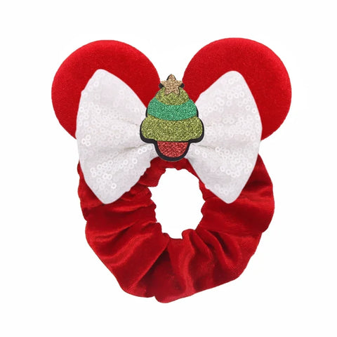 Disney Christmas Day Scrunchies Haarband Vrouwen Elastische Paardenstaart Houder Meisjes Pailletten Strik Kids Haaraccessoires